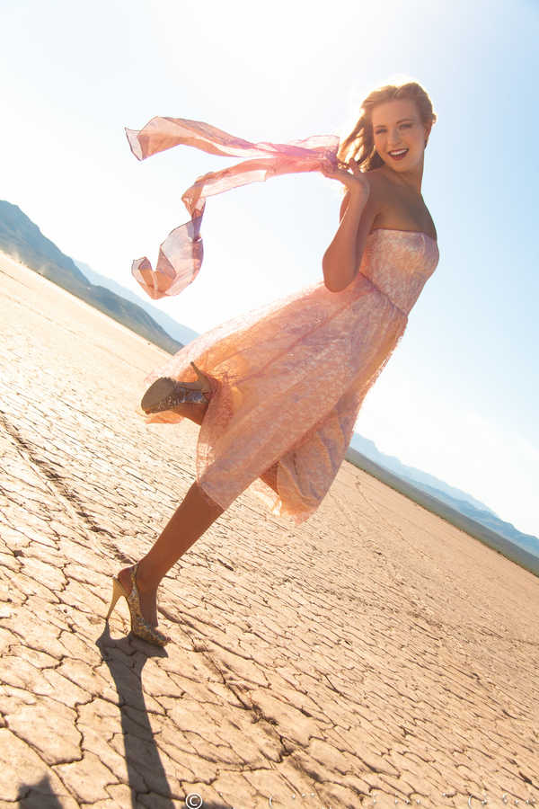 Female model photo shoot of Valeriya Sergeeva in Dry Lake Bad NV, makeup by Tanya Ferreira