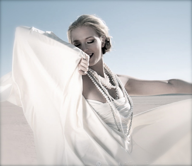 Female model photo shoot of Valeriya Sergeeva in dry Lake Bad NV, makeup by Tanya Ferreira