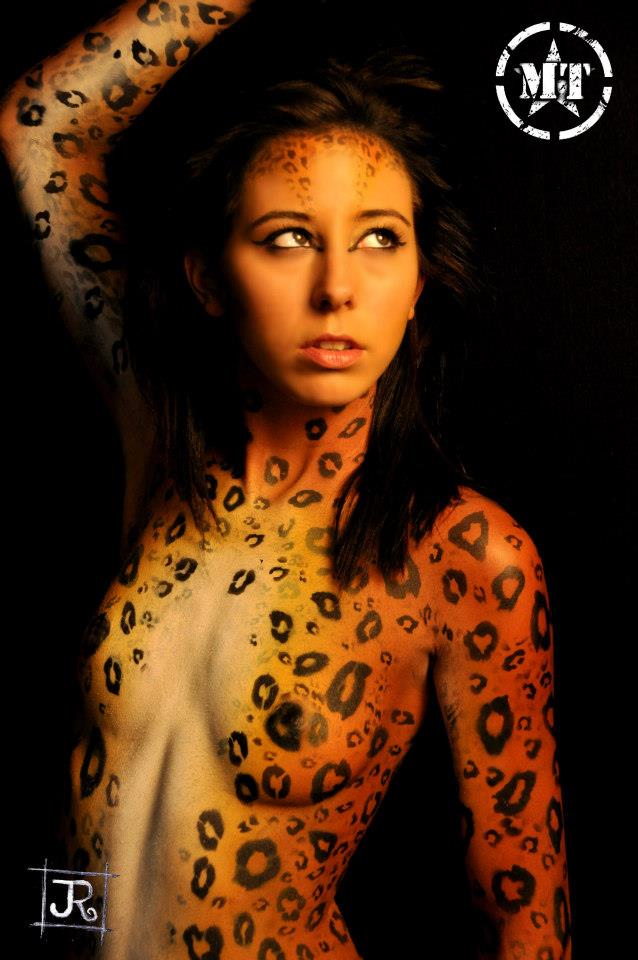Female model photo shoot of Erin Elaine, body painted by MT body painting 