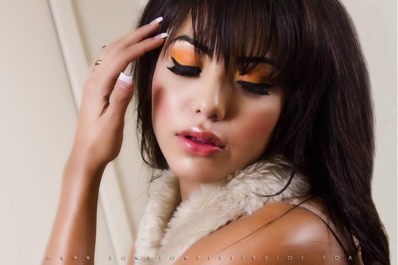 Female model photo shoot of Make-Up Artist jojo in Downtown LA Studios