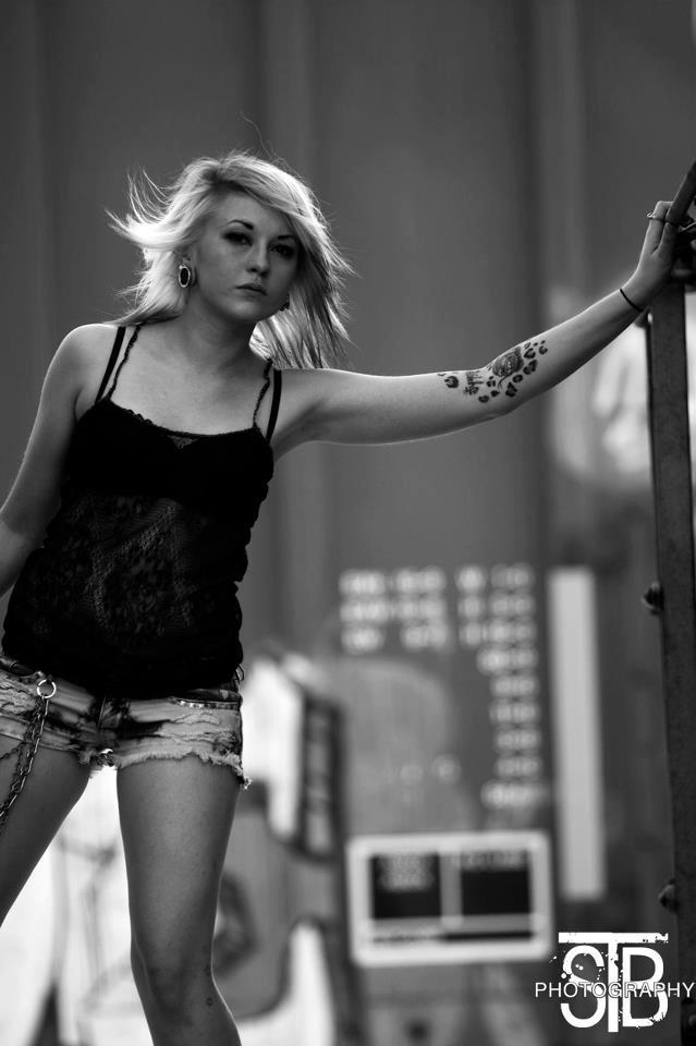 Female model photo shoot of Amanda Sensi by STBPhotography in Railroad tracks
