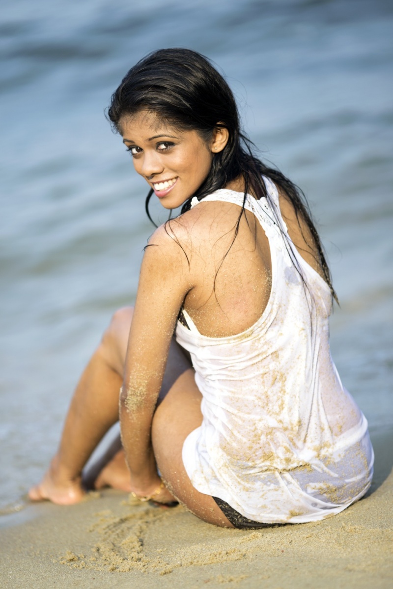 Female model photo shoot of Sinthu  in Sentosa, Tanjong Beach