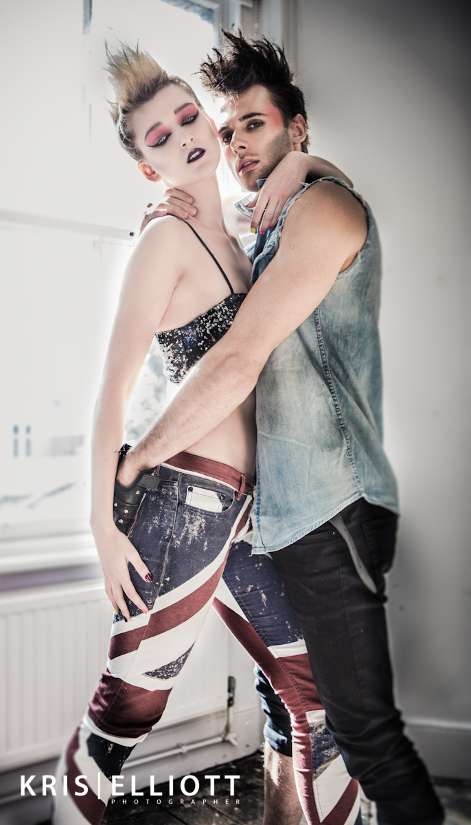 Male and Female model photo shoot of Kris Elliott and charlotte-amy in London, hair styled by K Gal