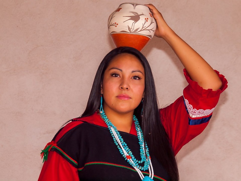 Female model photo shoot of Medina Swazo in San Ildefonso Pueblo, NM