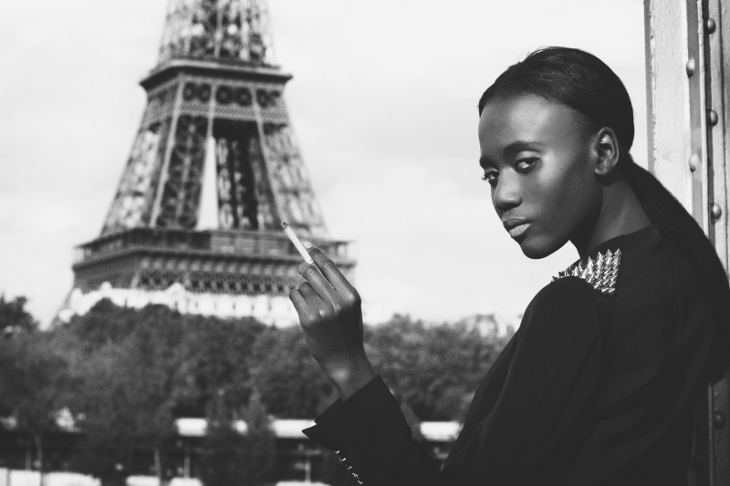 Female model photo shoot of Samantha D Figueroa and Rama Diouf in Paris, France, makeup by Rika Fukada