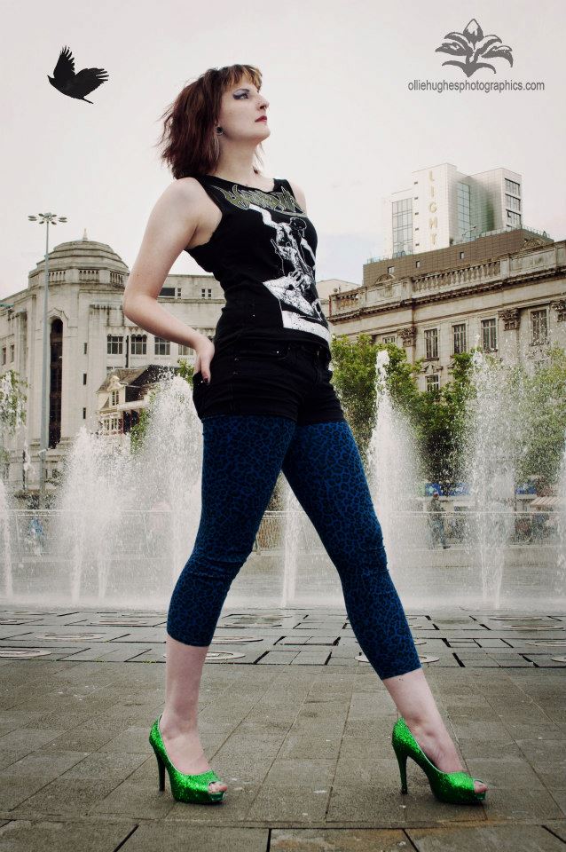 Female model photo shoot of Combat SHOCK by OllieHughes Photography in Manchester piccadilly gardens