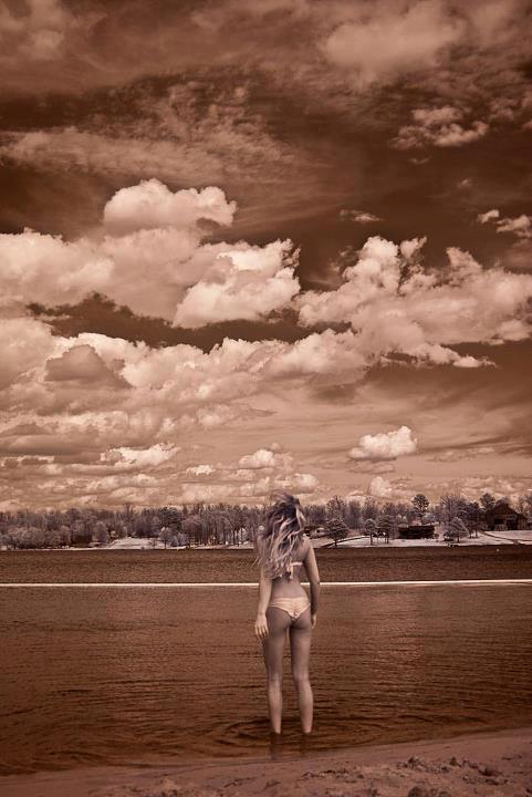 Female model photo shoot of Tennessee Mandi by Infrared Photography in Beech Lake in Lexington, Tn