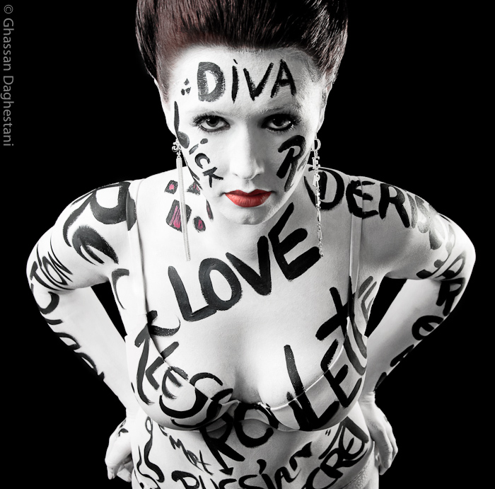 Male and Female model photo shoot of FarCorner and Mrz Katya, body painted by Andreza Moon