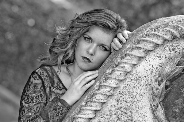 Female model photo shoot of Audrey McFarlin in Oakland Cemetery