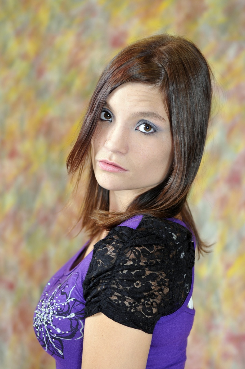 Female model photo shoot of purple michelle