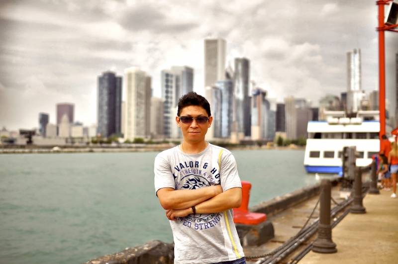 Male model photo shoot of Hsantoso in Navy Pier Chicago, IL