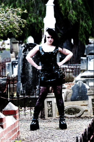 Female model photo shoot of Porcelene Doppelganger in Geelong Graveyard