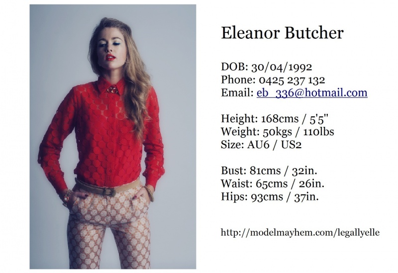 Female model photo shoot of Eleanor Butcher