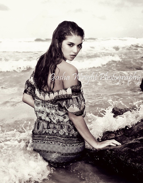 Female model photo shoot of Gasha Wright in The Beach