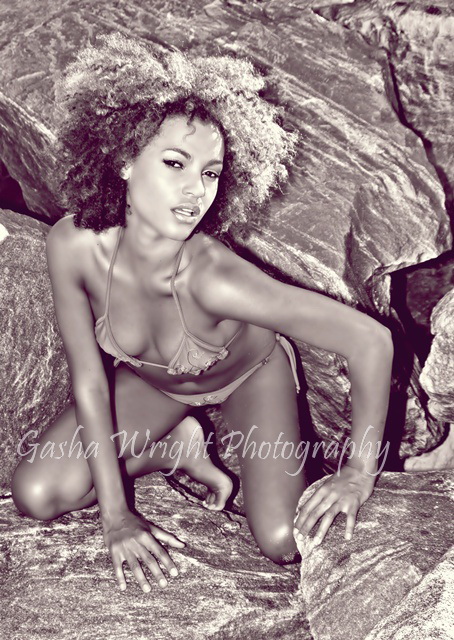 Female model photo shoot of Gasha Wright in The Rock