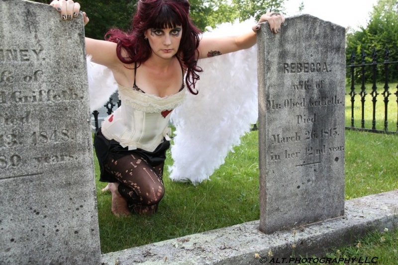 Male and Female model photo shoot of Alt Photography LLC and Miss Darkness in Union Cemetery