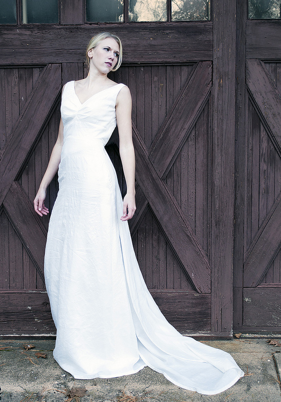 Female model photo shoot of YellowHouse photography and Meghan Joseph, clothing designed by New Wedding Dress Brand