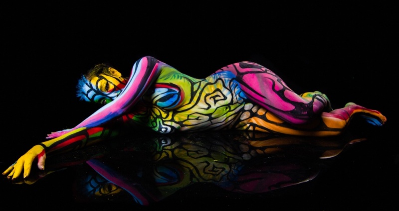 Male model photo shoot of Eclairer Photography, body painted by Andy Golub