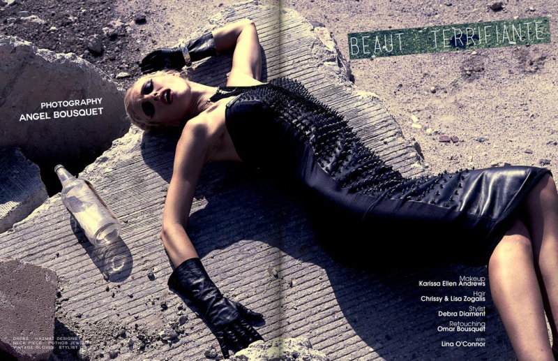 Female model photo shoot of Hazmat Design in Los Angeles, wardrobe styled by Debra Diament