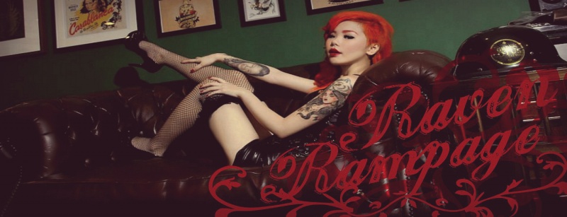 Female model photo shoot of Raven Rampage in Hounds Of The Baskervilles Tattoo & Barber