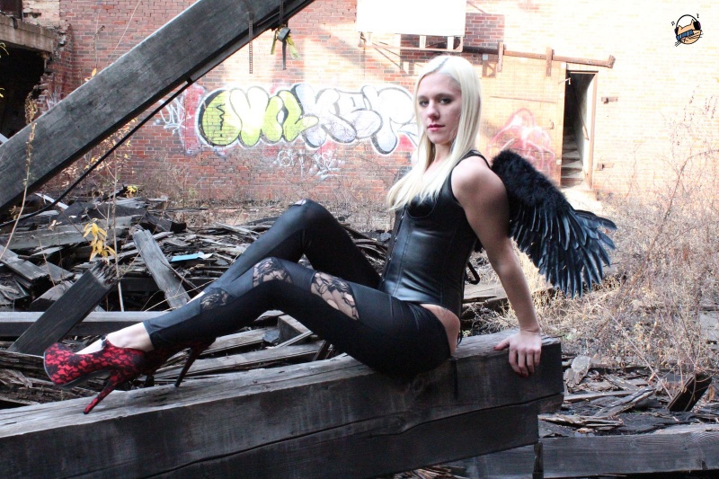 Male and Female model photo shoot of Meowser Kat and Alice Alina in Abandoned Methodist Church, Gary, IN