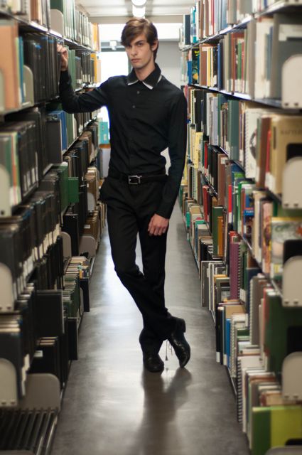 Male model photo shoot of Jonathan Ochart in Natural Sciences Library at the University of Texas, Austin, Texas