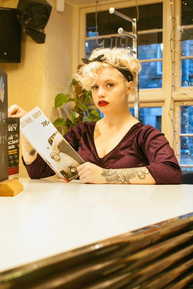 Female model photo shoot of Stahr Strange in The City Cafe, Edinburgh