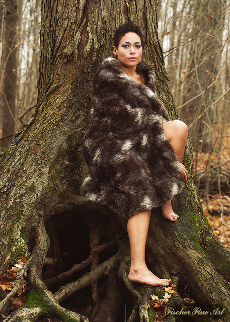 Female model photo shoot of Kryssy by FischerFineArt in woods