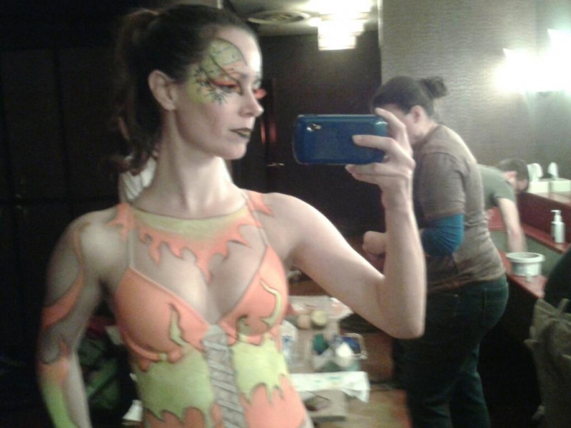 Female model photo shoot of Nicole Lenahan, body painted by Artful Body