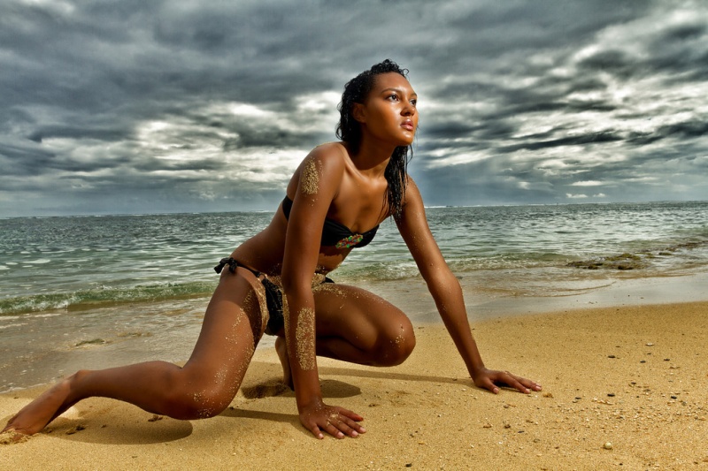 Female model photo shoot of Tjan in Hunakai Beach