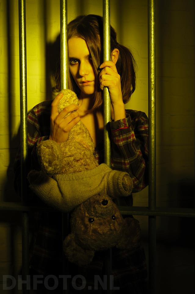 Female model photo shoot of Marieke Koster in Schutwei gevangenis