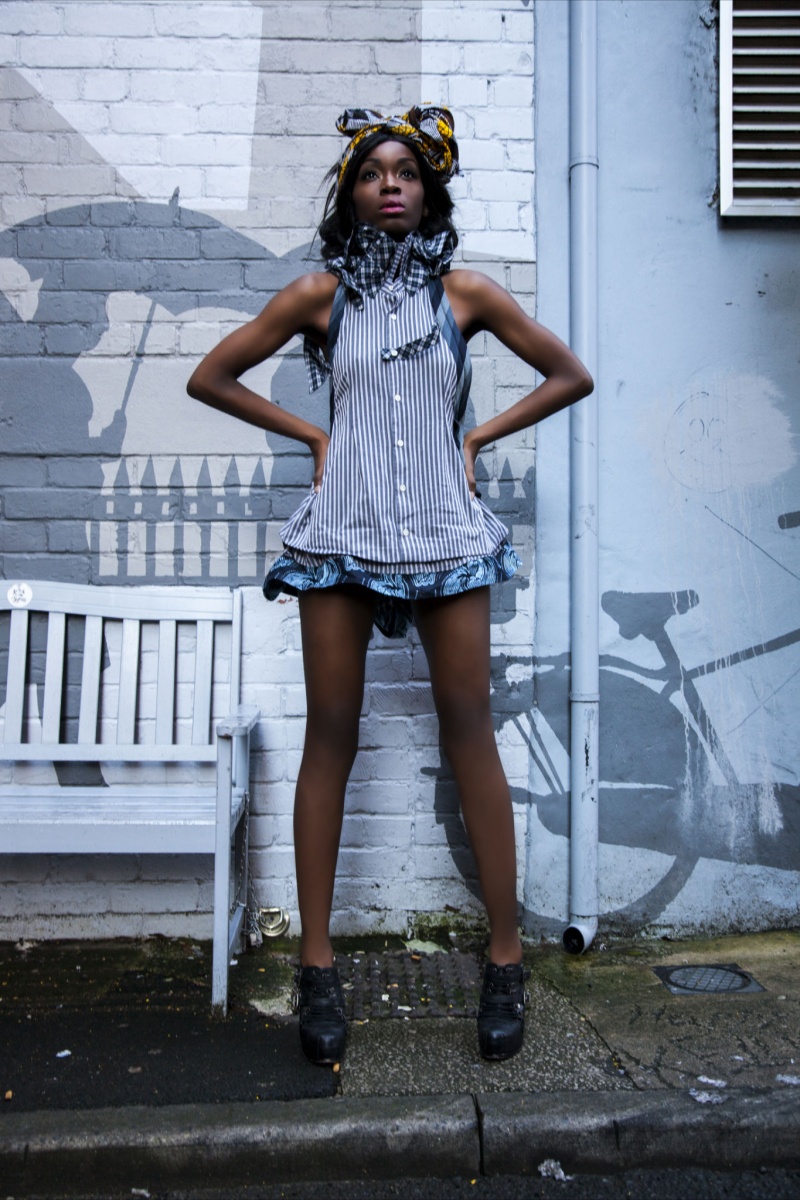 Female model photo shoot of Triin Knowles Makeup and Carole Kikeba, clothing designed by Mia Nisbet