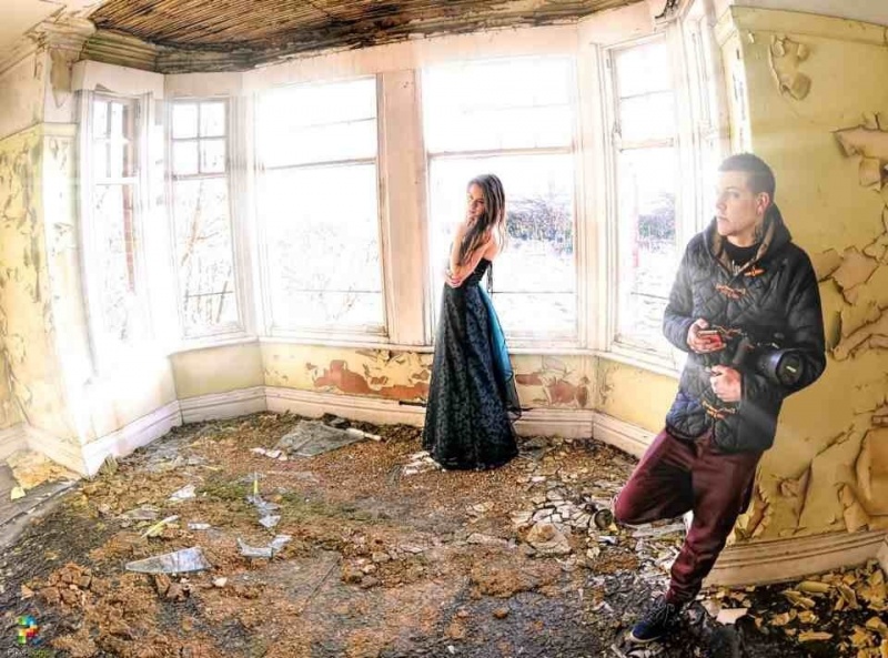 Female model photo shoot of Flutterby89 in Derelict house