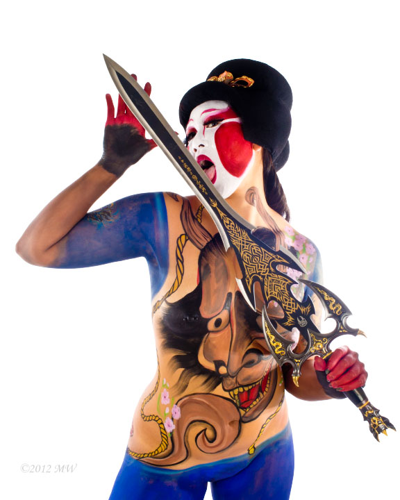 Female model photo shoot of CiXi DeMille, body painted by Jeshka BodyArt