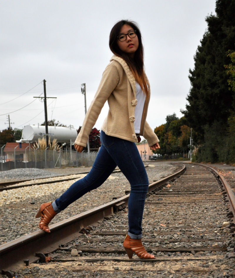 Female model photo shoot of Esther Kang by Erin Koski in Santa Rosa Historic Railroad