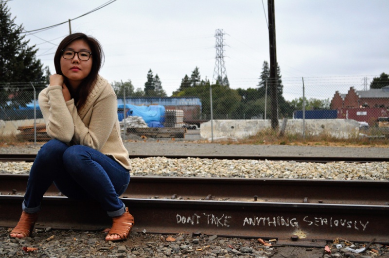 Female model photo shoot of Esther Kang by Erin Koski in Santa Rosa Historic Railroad