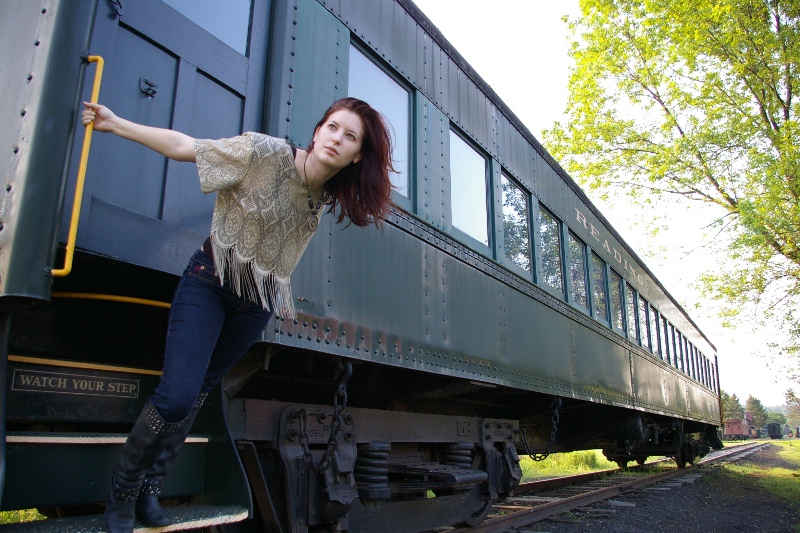 Female model photo shoot of Ivana Schaeffer in Community Center and Train Staition in Kempton