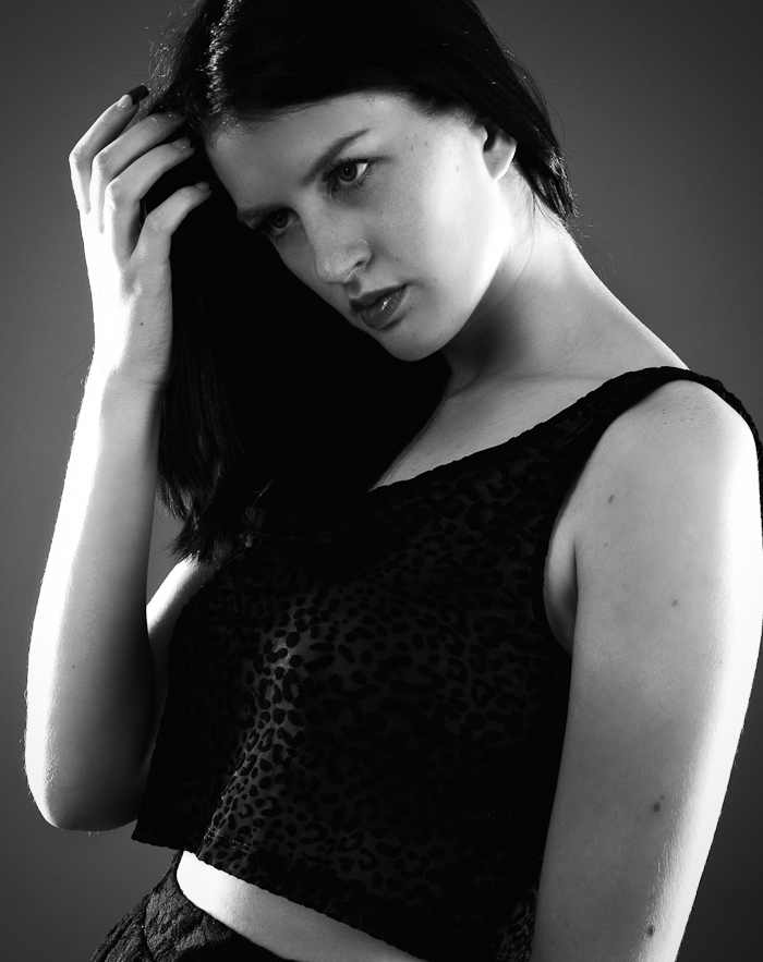 Female model photo shoot of NatalieGlasgowModel in contrast studio, Glasgow
