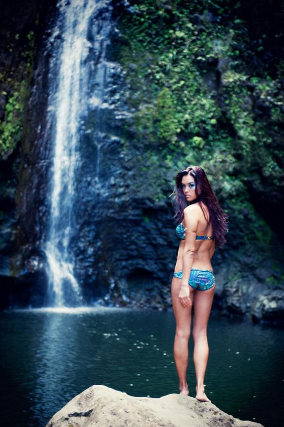 Female model photo shoot of Hapa by Shannon Forbes in Sacred Falls, Oahu, Hawaii, makeup by Glamarella Artistry