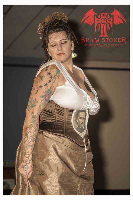 Female model photo shoot of Forever in Black in Bram Stoker International Film Festival Fashion Show