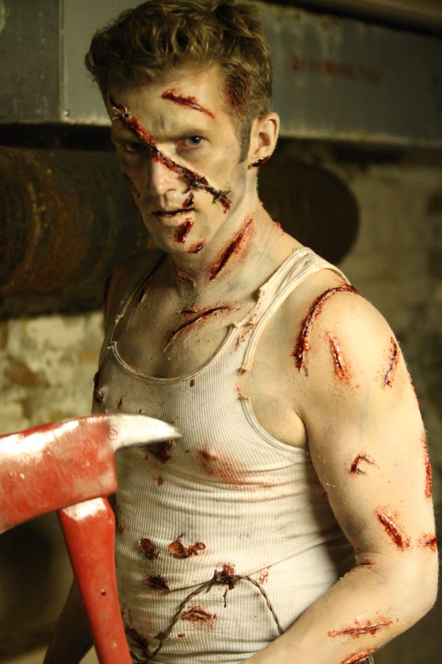 Male model photo shoot of Justen in On Set of the  2013 horror feature  THE CONTROL GROUP