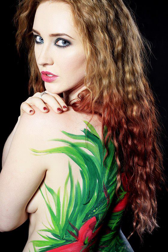 Female model photo shoot of GabriellejWainwright by n1n1 in Chris Huzzards Studio, body painted by Emily Rose Delks