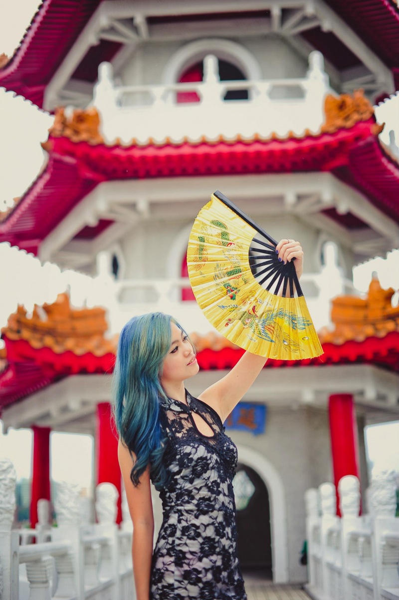 Female model photo shoot of Denise Neo in Chinese Garden