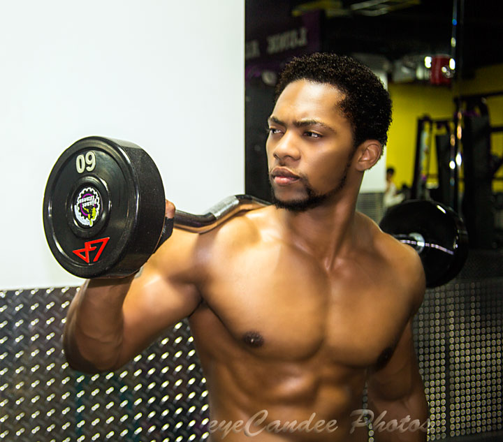Female and Male model photo shoot of eyeCandee by Dee and Ashwi in Planet Fitness