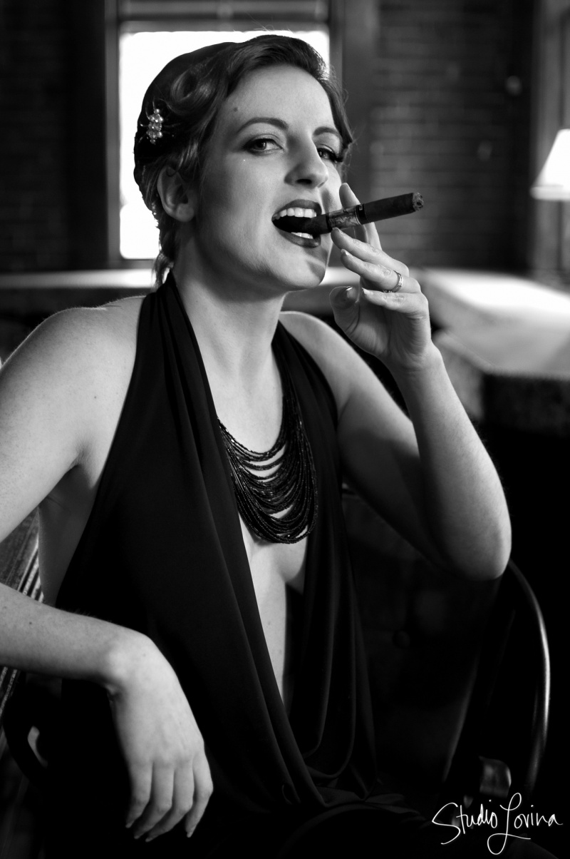 Female model photo shoot of Studio Lovina in Cigar Masters, Worcester, MA