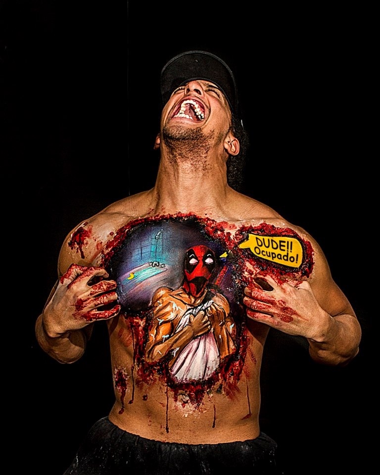 Male model photo shoot of Bryan Alexander, body painted by Heloz