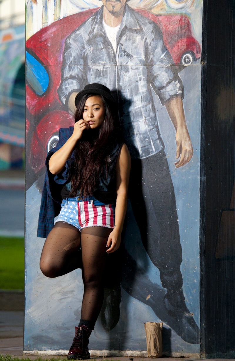 Female model photo shoot of Gracie Lee in Chicano Park: San Diego, Ca