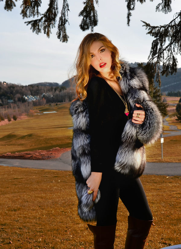 Female model photo shoot of Claudia Tanase in Bromont, makeup by Shannon Leigh MUA
