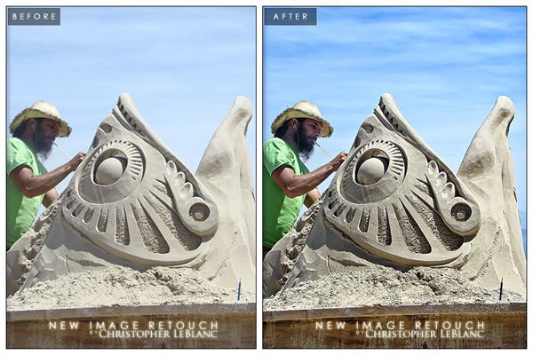 Male model photo shoot of New Image Retouching in Revere Beach MA - Sandsculpting Display