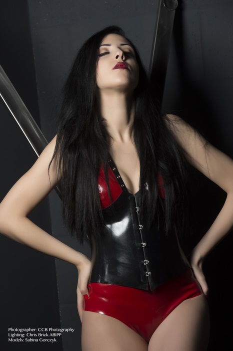 Female model photo shoot of Vea Luz by Christopher Brick in Murder Mile Studio, makeup by Alice Bizarre